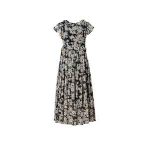 Vestido Maxi con Estampado Floral, Corte en A, Cintura Imperio, Estilo Romántico de Chifón con Hombros Descubiertos - Product Image 3