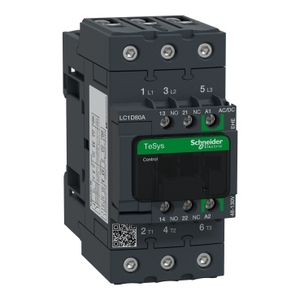 Contattore EverLink Schneider Electric LC1D80AEHE TeSys D 3P 66A AC-3 fino a 440V con bobina 48-130V AC/DC - Product Image 1