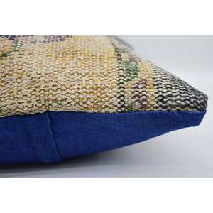 Coussin Kantha en patchwork de laine multicolore 16x24 pouces Coussin décoratif tissé avec motif vintage - Product Image 4