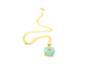 Piedra preciosa de amazonita con colgante de collar de joyería de nuevo diseño de moda de forma redonda hecha a mano chapada en oro - Product Image 5