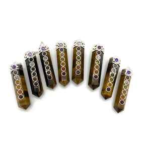 Superventas Cristal de lepidolita Natural 7 Chakra punto colgante collar piedras preciosas curación cristal colgantes para Reiki - Product Image 6