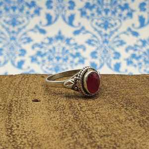 925 Silver Designer <b>Ring</b> Handmade Artisan Crafted with Ruby Gemstone Main Stone Diamond <b>Plain</b> Jewelry - Product Image 1