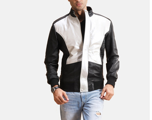 Chaquetas de cuero personalizadas para hombre, chaqueta de cuero de alta calidad para hombre, chaqueta de cuero de moda con cremallera y cuello redondo de manga larga para hombre - Product Image 4