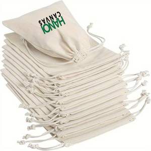 Sac de rangement en toile vintage tendance pour dames couleurs personnalisées écologiques sac à poussière en coton naturel réutilisable avec cordon de serrage élégant - Product Image 4