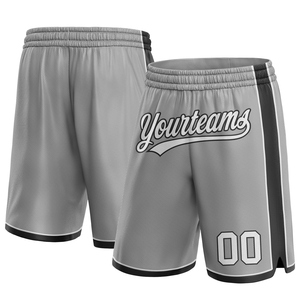 Industrie Direct Engro Sportswear Basketball <b>Shorts</b> Custom Gray <b>White</b>-Black Authentic Basketball <b>Shorts</b> - Product Image 1