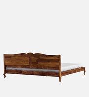 Lit danois en teck massif finition naturelle, matériau de haute qualité pour mobilier de chambre