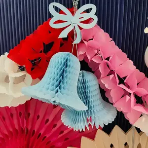 Elegant <b>Honeycomb</b> Tissue Paper Bell Stylish Wedding <b>Decorations</b> for Festive Atmosphere - Product Image 2