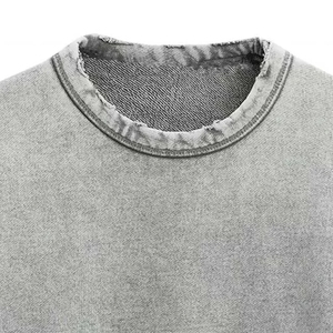 Sudaderas Personalizadas Extra Grandes de Algodón 100%, Nueva Moda Masculina, 380 GSM, Lavadas con Ácido, Estilo Desgastado, Cuello Redondo, Básicas, de Pakistán - Product Image 6