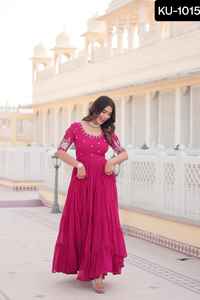 Indian Traditional Wear Heavy Faux Georgette Anarkali <b>Long</b> <b>Gowns</b> with Plus Size Available <b>for</b> <b>Women</b> Wedding Wear Function Dress - Product Image 4
