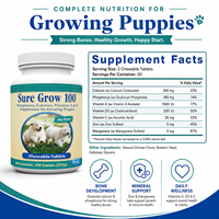 Comprimés de calcium pour la croissance des chiots, saveur poulet, développement osseux des animaux de compagnie, supplément multivitaminé, OEM