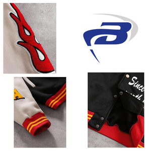 Vestes pour hommes, veste bomber d'hiver, fermeture éclair, streetwear unisexe, polaire réversible écologique, broderie flamme de cœur - Product Image 2