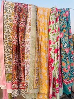 Sarongs de algodón suave con estampado de bloques grandes para mujer Vintage Stylesh Bohemian Beach Sarong Warps Boho Cotton Neck Head Warp Holiday