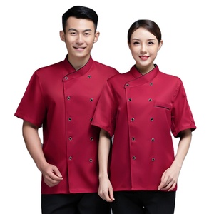 Custom Fashion French Personalized Polyester Cotton Jacket Unisex <b>Kitchen</b> Short Sleeve Restaurant Cafe Chef Uniform - Product Image 1