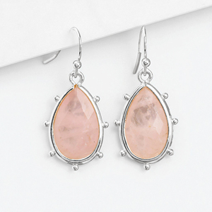 Pendientes colgantes de gota de cuarzo rosa facetado de Plata de Ley 925, fábrica personalizada, ocasión de boda, moissanita a granel - Product Image 1