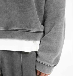 New Streetwear <b>Vintage</b> Oversized Heavyweight Dropped Shoulder Crew Neck Pullover Oversized Acid Wash Men <b>Sweatshirt</b> For Men - Product Image 3