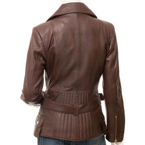 Chaqueta de Cuero para Mujer de Alta Calidad, Color Sólido, Transpirable, Impermeable, Ecológica, con Cuello Alto - Product Image 2