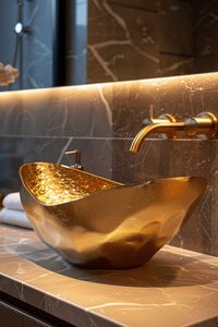 Évier en laiton rustique pour la décoration de salle de bain de style ferme, ajoutant un caractère métallique chaud et un attrait classique - Product Image 4