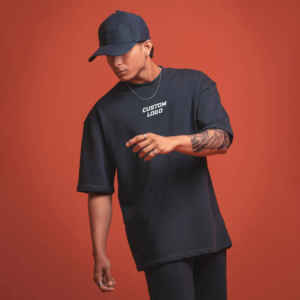 Camiseta gráfica Vintage de gran tamaño personalizada para hombre, 300 gramos, 100% algodón, ropa de calle sólida, ropa de talla grande, ajuste holgado negro - Product Image 5