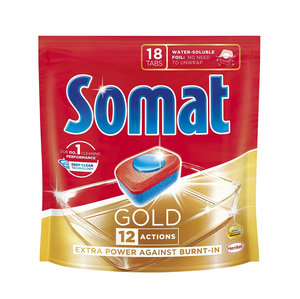 Somat Gold <b>Dishwasher</b> Rinse Tabs 18 Caps for Radiantly Clean Dishes - Product Image 2