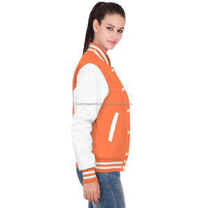 Veste bomber en molleton de coton élégante pour femmes, veste varsity personnalisée en gros pour le streetwear - Product Image 3