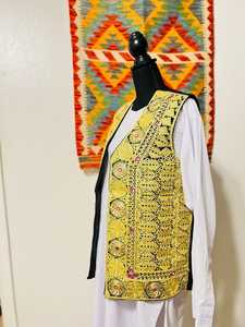 Abrigo de cintura de estilo afgano Vintage corto para hombre más vendido, chaleco personalizable transpirable bordado trenzado de oro pesado Afganistán - Product Image 3