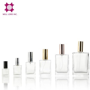 Botella de Perfume de vidrio Rectangular portátil, tapa de corona, 15ml, 30ml, 100ml, atomizador recargable para el hogar, cilindro, serigrafía - Product Image 1