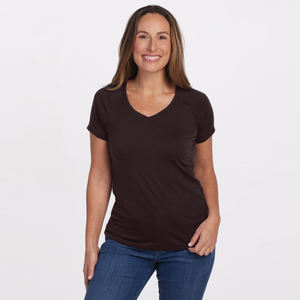 Camiseta de Algodón Ecológica Informal para Mujer, Cuello en V, Corte Ajustado, Manga Corta, Secado Rápido, Transpirable, Ropa Deportiva de Yoga, Logotipo Personalizado, Nuevo - Product Image 1