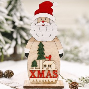 Artesanías de madera de Vietnam de pie Santa muñeco de nieve adornos navideños de madera para decoración de mesa de Navidad - Product Image 4