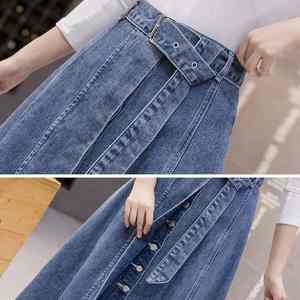 Women's High Waist A-Line Midi Jeans <b>Skirt</b> Button Closure Charm Pocket Cargo Wrap 2025 Summer Fashion <b>Y2K</b> Style for Autumn - Product Image 2