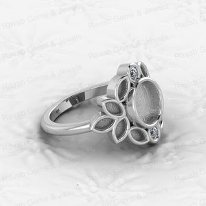 Sólido 925 plata esterlina 8mm redondo y Micro Marquise CZ semi montaje en blanco bisel Base anillo ajuste para Resina Ashe recuerdo joyería - Product Image 5