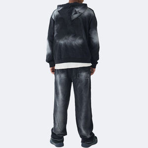 เสื้อฮู้ดสวมหัวโอเวอร์ไซส์ของผู้ชายลำลองมีฮู้ดสีพื้นมีซิป pocke แบบย้อนยุคฤดูใบไม้ร่วง - Product Image 6