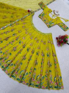 Fulpari นำคุณใหม่ออกแบบอินเดีย lehenga choli หนักพรรคงานแต่งงานสำหรับผู้หญิงที่มีคุณภาพสูงลูกชุดธรรมชาติ - Product Image 3