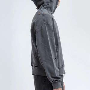 Haute qualité surdimensionné Logo personnalisé en détresse Vintage Ombre pull unisexe bouffée impression sweat lavage à l'acide sweats à capuche pour hommes - Product Image 3