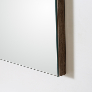 Tocador de baño montado en la pared rectangular flotante de color madera con fregadero blanco y juego de espejo - Product Image 3