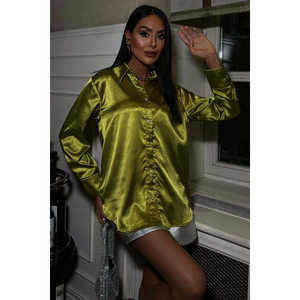 Camisa de Fiesta de Satén Premium 3438, Elemento de Moda Sencillo - Product Image 1