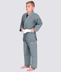 Conjunto de uniforme de Karate para niños de algodón gris más demandado de 2024, cómodo traje de artes marciales hecho a medida para niños a granel - Product Image 3