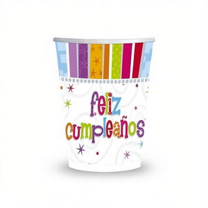 Vasos de Papel para Fiesta, Feliz Cumpleaños, 266 ml, 8 Piezas, Artículos Desechables para Fiestas - Product Image 2