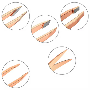 Pinzas de belleza de acero inoxidable de primera calidad diseñadas para dar forma a las cejas con precisión, depilación y aseo de salón. - Product Image 5
