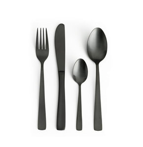 Cuillère à dessert en acier miroir 4 pièces Ensemble cuillère et fourchette à dessert exigeant personnalisé en acier inoxydable noir mat - Product Image 3