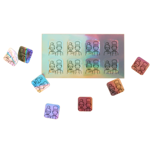 Feuilles d'autocollants en vinyle holographique imperméables personnalisées avec des couleurs arc-en-ciel, MOQ de 100 pièces pour les casques de sécurité et la promotion d'événements - Product Image 1