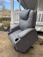 Fauteuil inclinable électrique à double moteur abordable avec télécommande, en similicuir beige, style contemporain