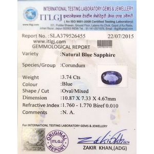 บลูแซฟไฟร์ 3.74 กะรัต พลอยธรรมชาติเจียระไนทรงเหลี่ยม สีน้ำเงินเข้ม  ได้รับการรับรองจาก IGI  ขัดเงาด้วยความร้อน ขนาด 10 มม. 8 มม. มีตัวเลือกให้เลือก - Product Image 4