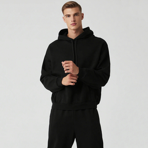 Men's Heavyweight Cotton Pullover Hoodie with Puff Printing Logo Streetwear <b>Drop</b> Shoulder Design for Winter - Product Image 6