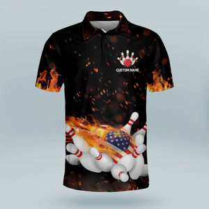 Nueva Llegada, Polos de Bolos Personalizados Estampados de Alta Calidad Más Vendidos, Camisetas de Bolos para Hombre 100% Poliéster Antibacterianas de Secado Rápido - Product Image 2