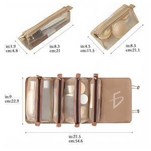 Borsa in Microfibra di Grande Capacità con Tasche Rimovibili per Cosmetici, Portatile, in PU, con Motivo a Lettere - Product Image 3