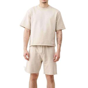 Ensemble deux pièces décontracté pour homme en coton respirant, style streetwear, short et t-shirt, directement de l'usine - Product Image 1