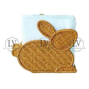 Natural Bunny Shaped Rattan <b>Napkin</b> <b>Holder</b>, Easter Decorative Rattan Towel <b>Holder</b> Paper Hand For Easter Party, Made In Vietnam - Product Image 2