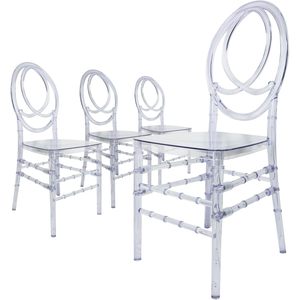 ชุดเก้าอี้แต่งงานหรูหรา chiavari 4ชิ้นเก้าอี้รับประทานอาหาร PP ซ้อนกับพนักพิงรูปไข่สำหรับงานปาร์ตี้และงานบริการ - Product Image 3