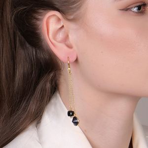 ต่างหูแบบห้อยทำด้วยมือทำจากทองเหลืองชุบทอง18K อินเดียเครื่องประดับสำหรับงานแต่งงานที่ทันสมัยสำหรับผู้หญิง | - Product Image 6