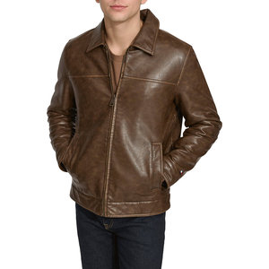 Nouvelle veste en cuir pour homme, fermeture éclair sur le devant, manches longues, plusieurs poches, col montant, poignets élastiques, veste pour homme, vestes pour homme - Product Image 1